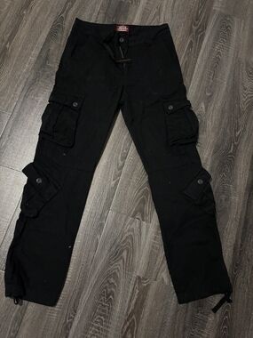 Matchstick Men's Black Cargo Pants with Multi-Pocket Utility